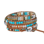 Boho Handmade Natural Stone Beaded Bracelets Turquoise Blue Jasper Hematite Crystal 5 Wraps mbzr