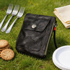 Retro Leather Coin Purse Card Wallet, Compact Zip Pouch with Keychain for Men and Women