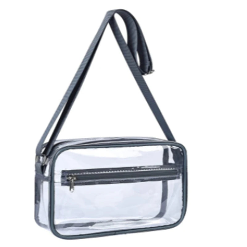 Women Solid Color Clear Transparent Shoulder Bag Front Pocket Casual Crossbody Handbag Purse Simple Mini Daily Shopping Walking Outings mbzr
