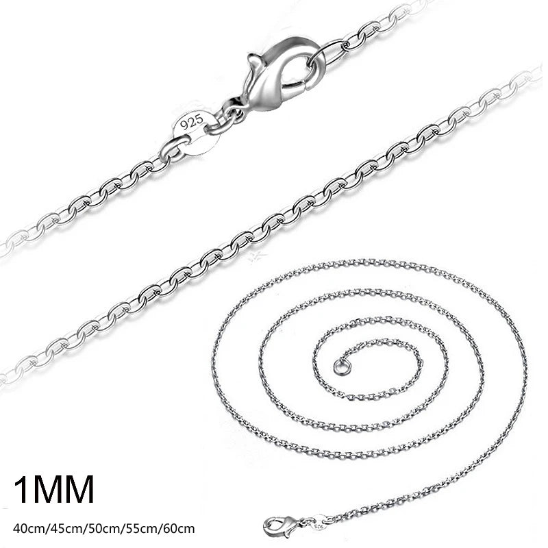 wholesale 5pcs/lot 925 Sterling Silver Chain necklace,Fashion Men/Women DIY Jewelry Rolo Chain 1mm Necklace 16 18 20 22 24" mbzr