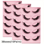3Boxes(15Pairs) Cat Eye Lashes Fake Eyelashes Natural long Manga Lashes Winged End Eye Elongated Eyelashes Fake Lashes Makeup mbzr
