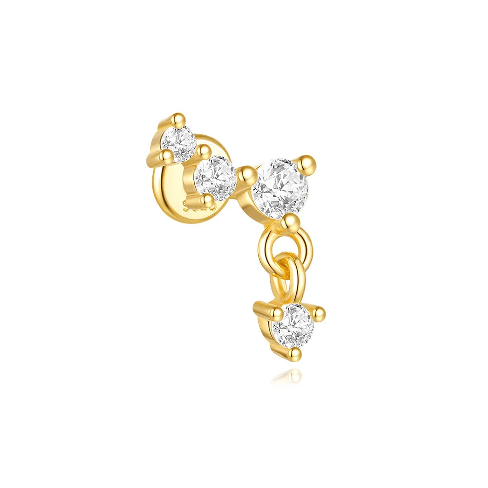 925 Sterling Silver Full Ear Dainty Piercing Ear Lobe Stud Earring for Women Helix Flat Earring Ear Bone Studs Fine Jewelry mbzr