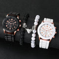 4PCS Couple Watches Fashion Arabic Women Quartz Watch Casual Silicone Band Wristwatches Magnet Heart-Shaped Bracelets Set mbzr