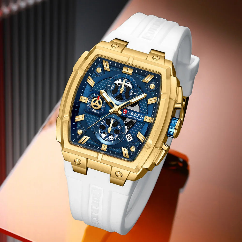 Fashion Men's Wrist Watch,Luxury Chronograph Waterproof Date Dress Watch for Men with Silicone Rubber Strap mbzr