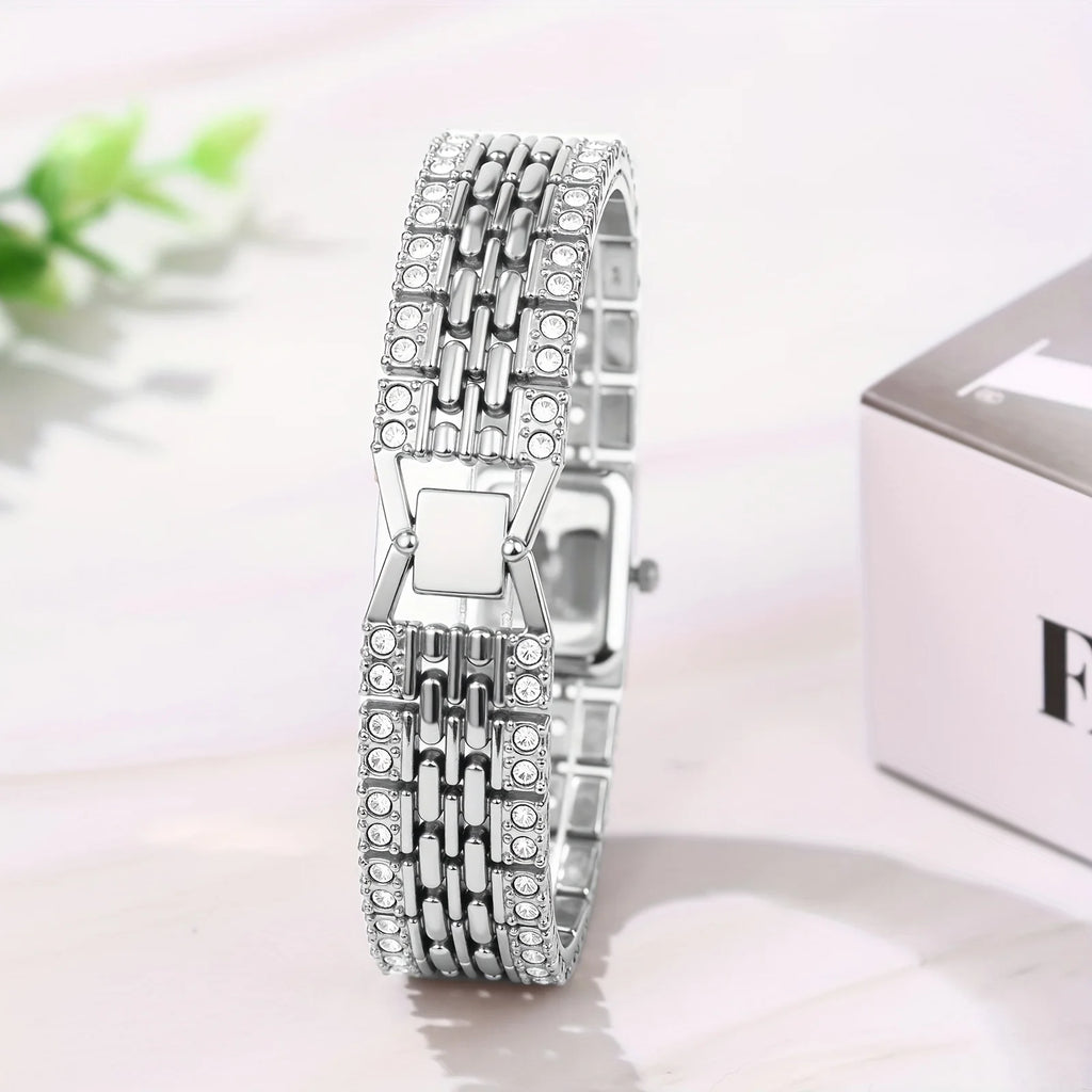 Women's Diamond Watch Bracelet Full Crystal Rhinestone Square Dial Quartz Wristwatch Gold Silver Rose Gold Elegant Ladies Dress Watch Gift mbzr