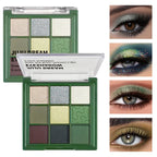 9-Color Green Tone Eyeshadow Palette - Eye Palette (Matte/Shimmer/Glitter) Long-Lasting Pigmented Eye Makeup Palette mbzr