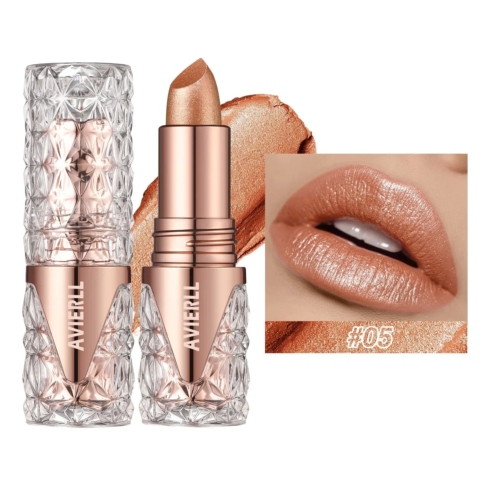 Quicksand Gold Lipstick Fine Glitter lipstick, Moisturizing Silky Mermaid Girl Pink, Long-Lasting Waterproof Grapefruit Orange mbzr