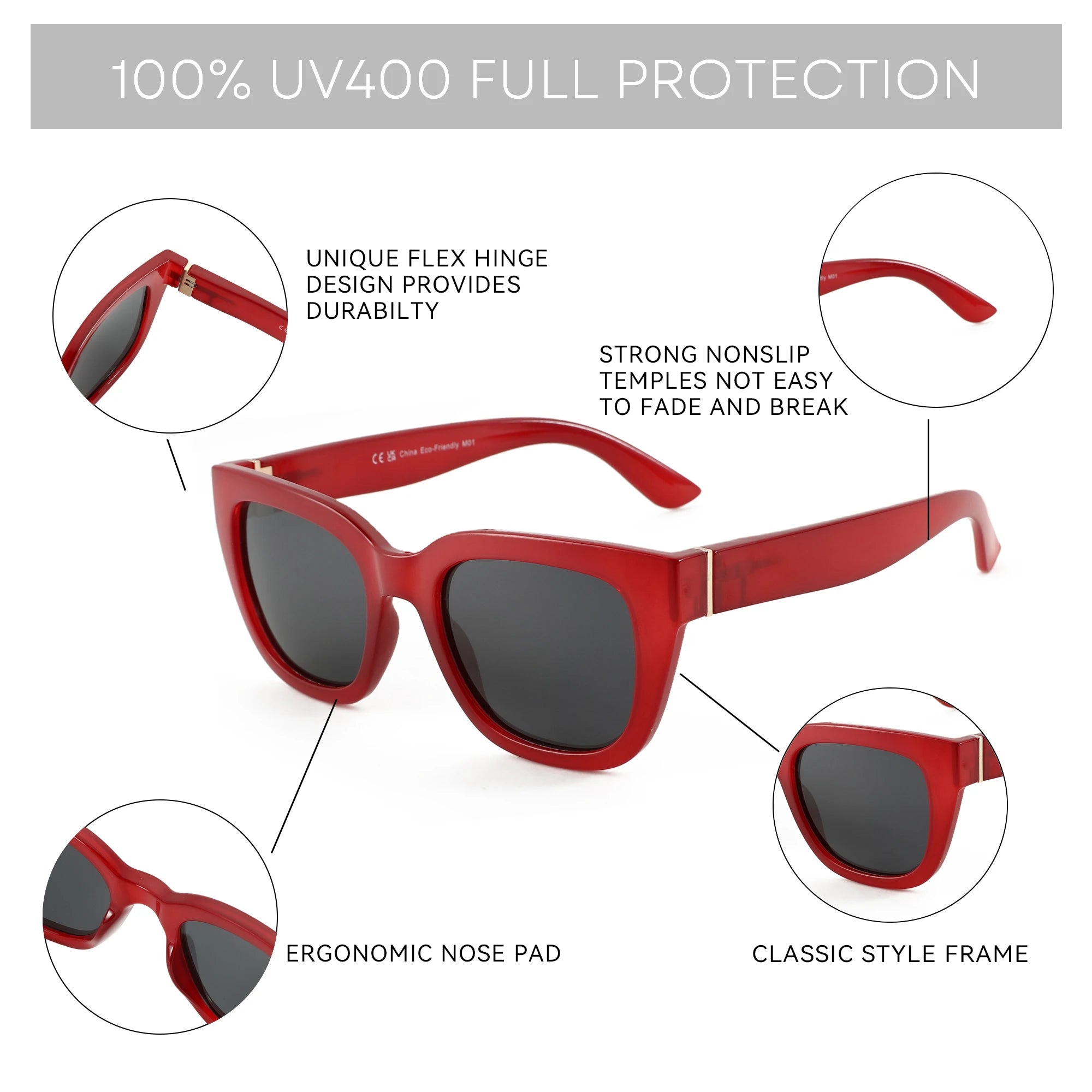ZENOTTIC Square  UV400 Protection Sunglasses for Women Vintage Polarized Sun Glasses Trendy Shades Fashion Style