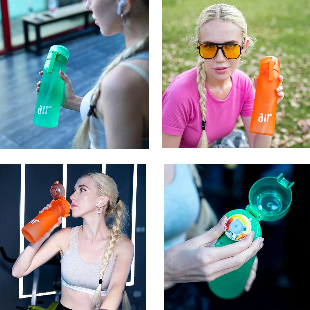 1pc Air Water Bottle with 1pc Random Flavor Pods Portable Transparent with Straw Leak Proof Suitable for Outdoor Sports mbzr