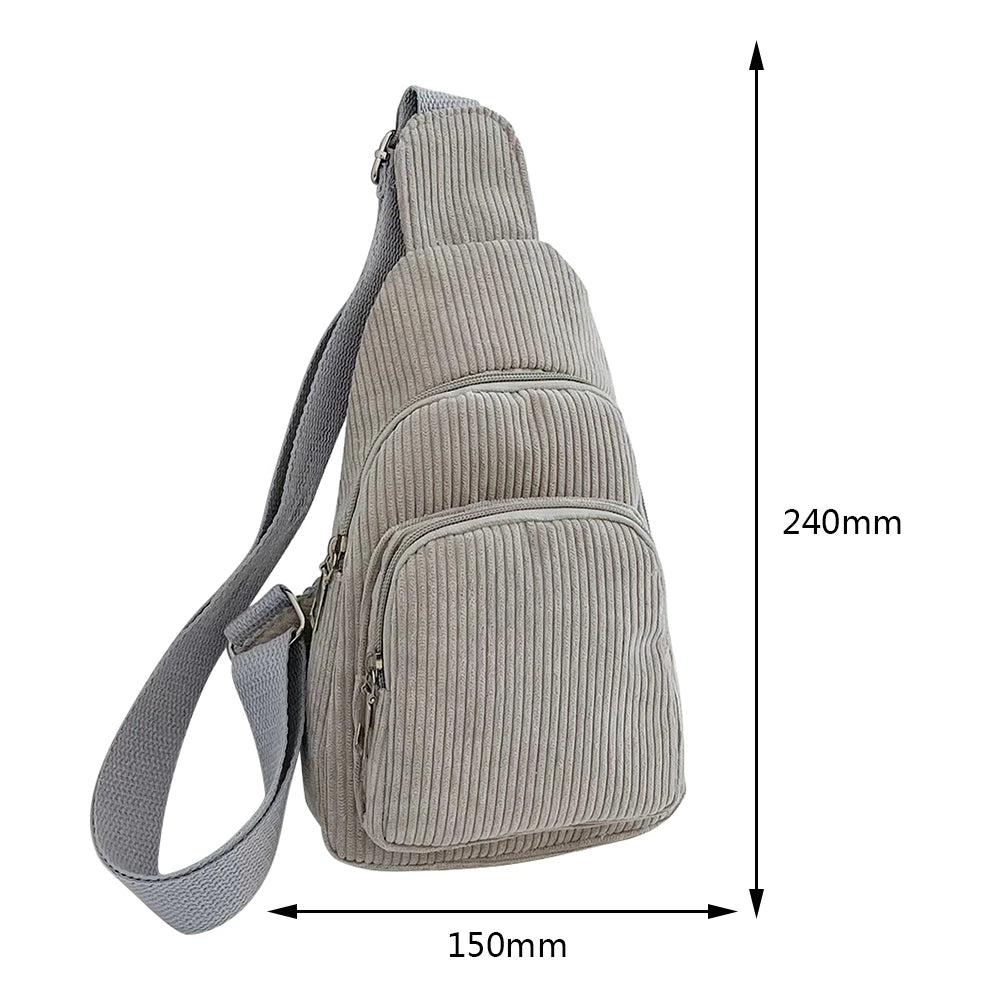 Female Sling Waist Pack Fashion Underarm Bag Casual Corduroy Solid Color Adjustable Strap Simple Portable for Weekend Vacation mbzr