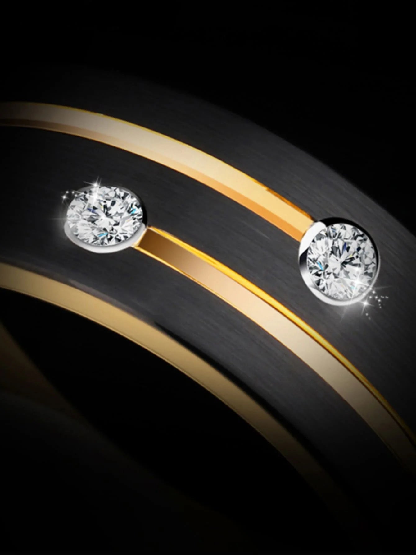 1pc Luxurious Men's 8mm Black Stainless Steel Ring Filled With Man-made Crystal Wedding/engagement/party Jewelry Gift