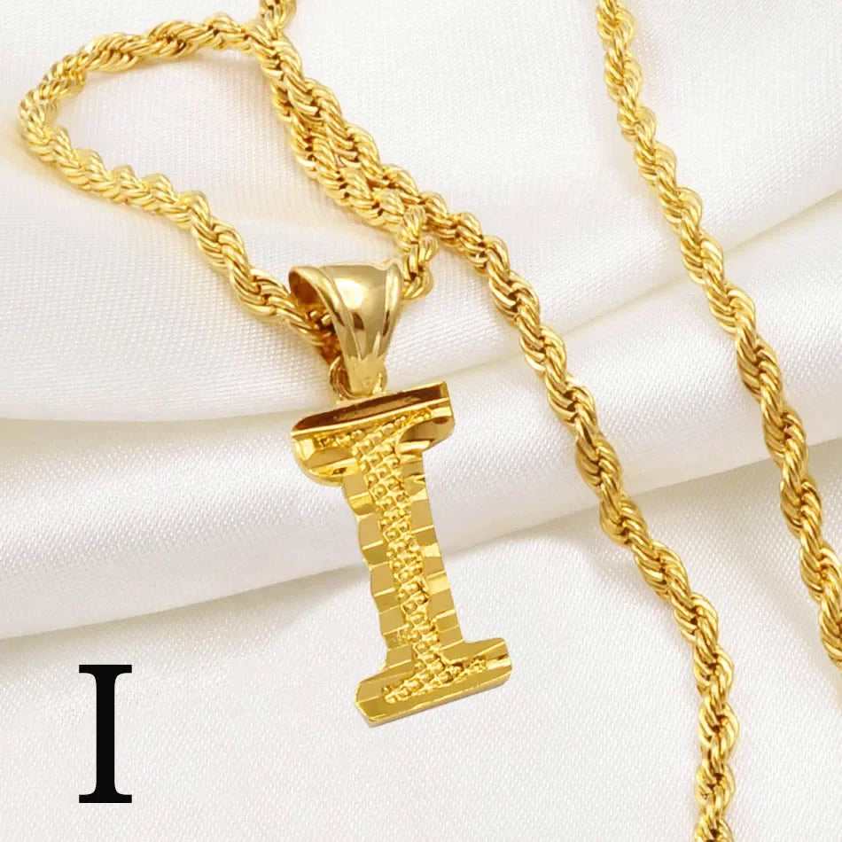 A-Z letter necklace, men's and women's gold-plated initials pendant rope chain, English letter jewelry Daily WearO mbzr