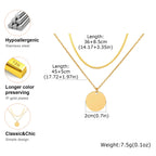 Vnox 2pcs Gold Color Link Chain Necklace Set for Women, Stainless Steel Waterproof Anti-allergy Necklaces, Fashion Jewelry Gifts