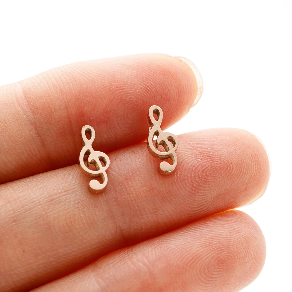 1 Pair Mini Music Earrings Stainless Steel Lovely Small Ear Studs for Women Charm Musical Note Earring Jewelry gift