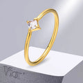Vnox Slim Women Ring, AAA Square CZ Stone Finger Band, Elegant Minimalist Dainty Girls Jewelry