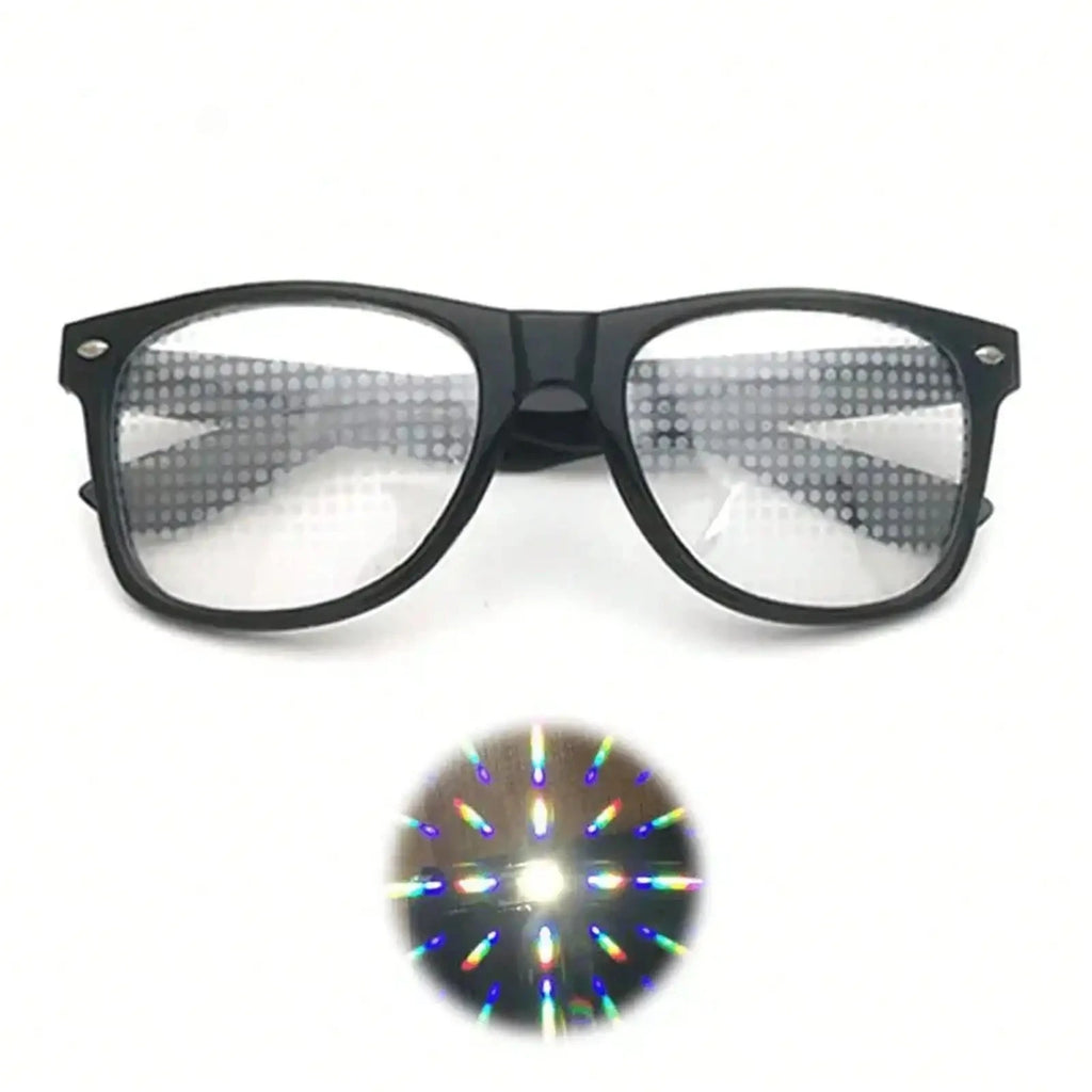Prism Diffraction Glasses – Black Frame Light Refraction Lenses, Rave & Party Sunglasses for Concerts, Disco & Casual Wear, No Prescription Needed, Durable Fun Eyewear mbzr