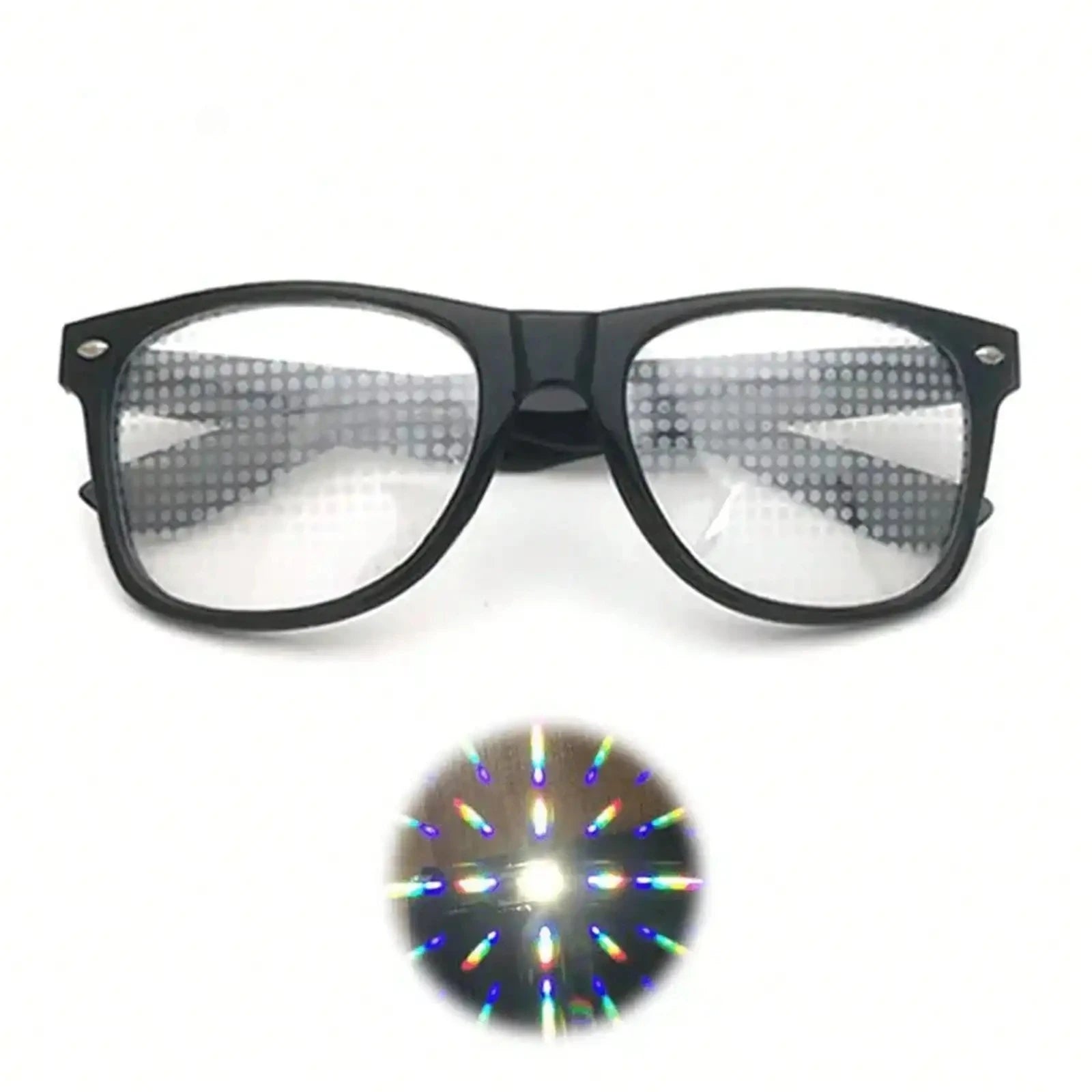 Prism Diffraction Glasses – Black Frame Light Refraction Lenses, Rave & Party Sunglasses for Concerts, Disco & Casual Wear, No Prescription Needed, Durable Fun Eyewear mbzr