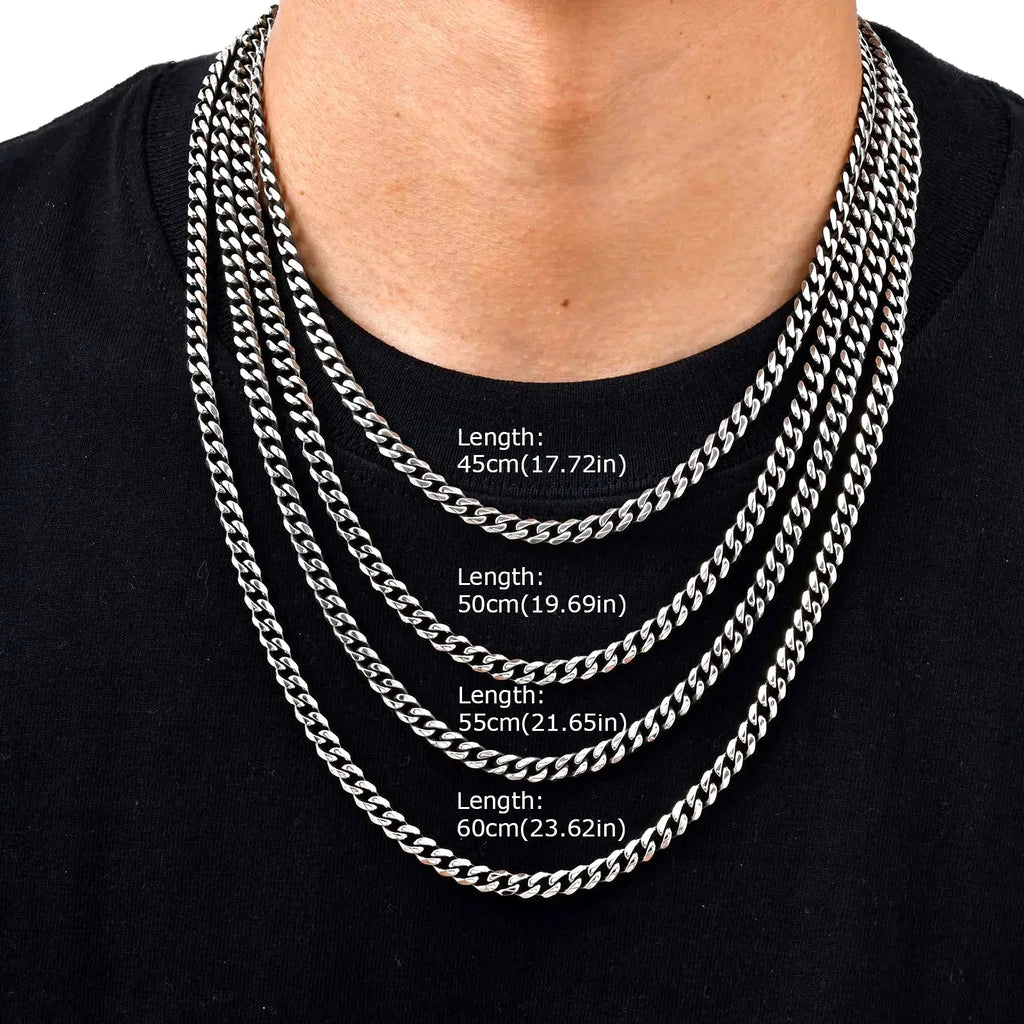 3/5/7mm Stainless Steel Cuban Link Chain Stainless Steel Necklace, Punk Hip-hop Choker for Men, Fashion Jewelry Accessories