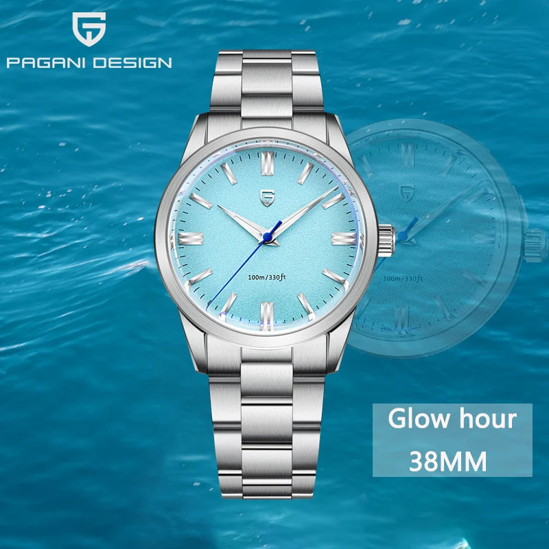 PAGANI DESIGN 2026 NEW Top Ice Blue Dial Men Quartz Watch Japan VH31 100M Waterproof Luxury Dress Watch For Men Reloj Hombre mbzr