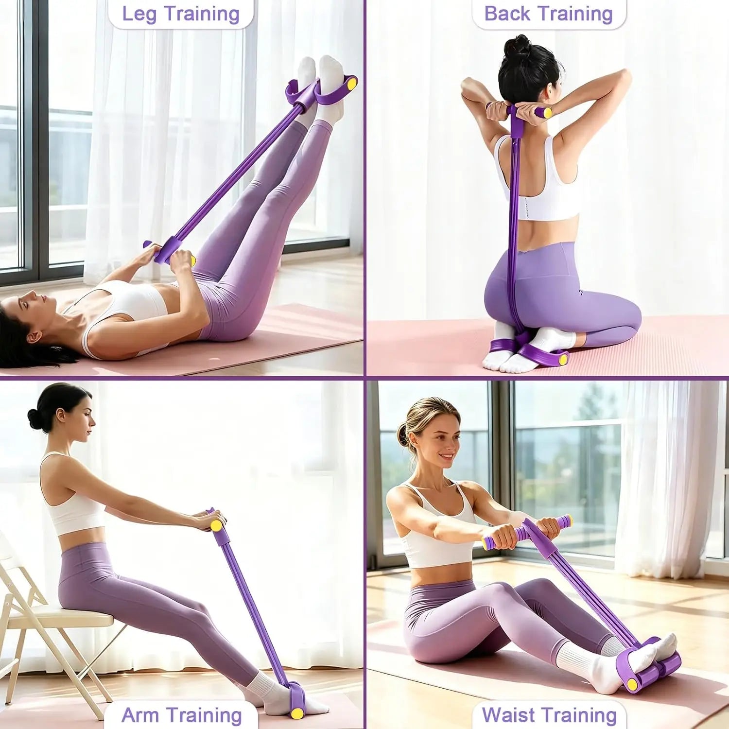 4-Tube Resistance Band Multi Function Tension Rope Fitness Bands 6-Tube Elastic Yoga Pedal Puller For Sports Exercises At Gym mbzr