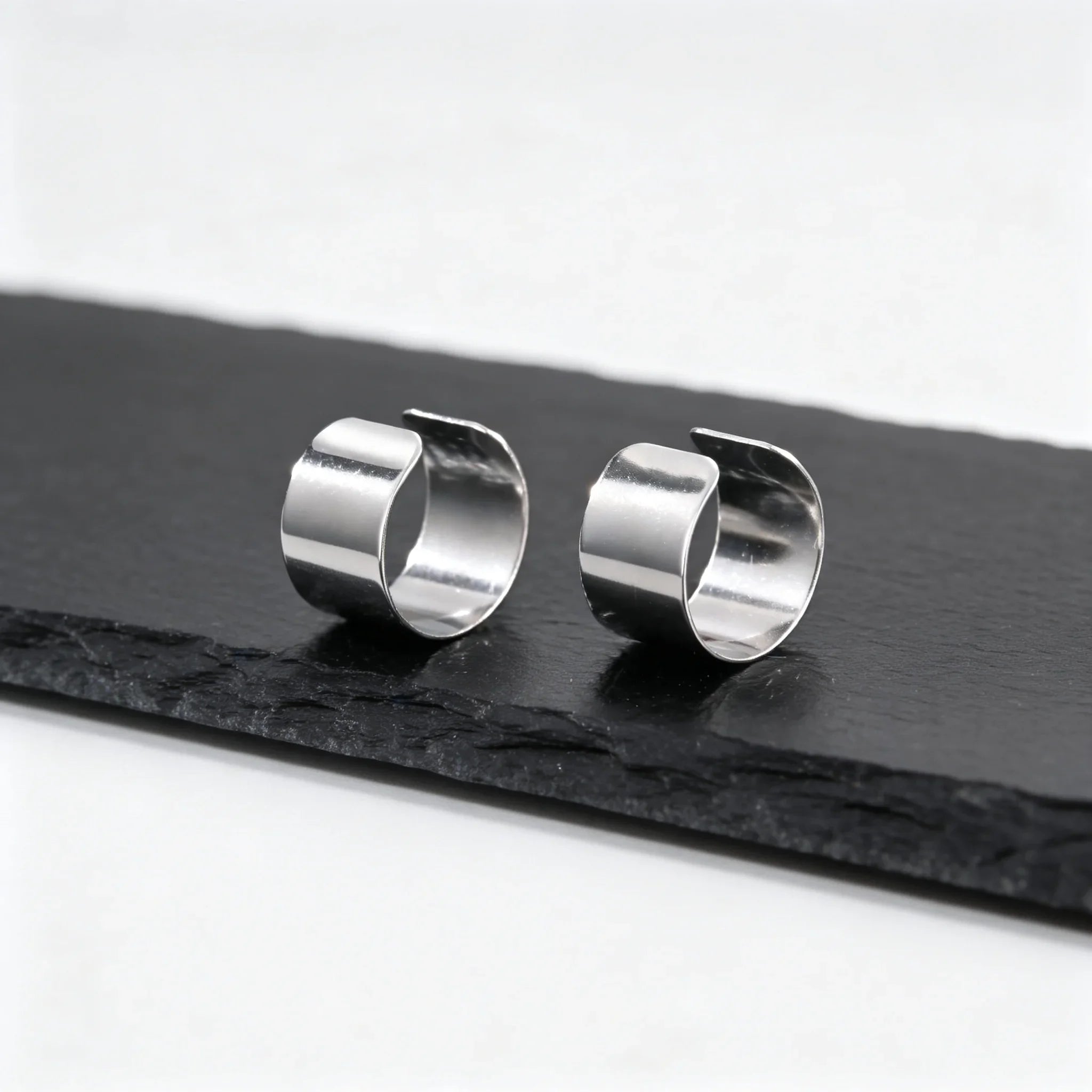Punk Stainless Steel Ear Bone Clip for Men,Long Short Cube Non Piercing Ear Cuff,Hip Hop Earring Jewelry Gift