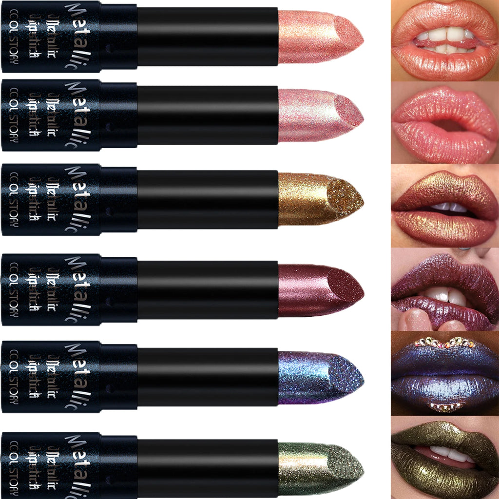 15Colors Metallic Glitter Lipstick Waterproof Lasting Diamond Pearlescent Metallic Lipstick Blue Lip Gloss Women Makeup Cosmetic mbzr