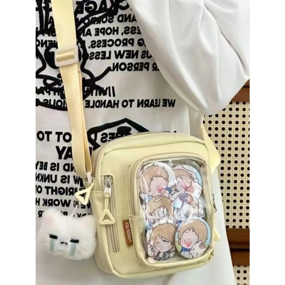 Y2K Mini Women's Korean Style Casual Crossbody Bag with Transparent Pocket, Small Shoulder Bag, Wallet and Phone DIY Bag mbzr