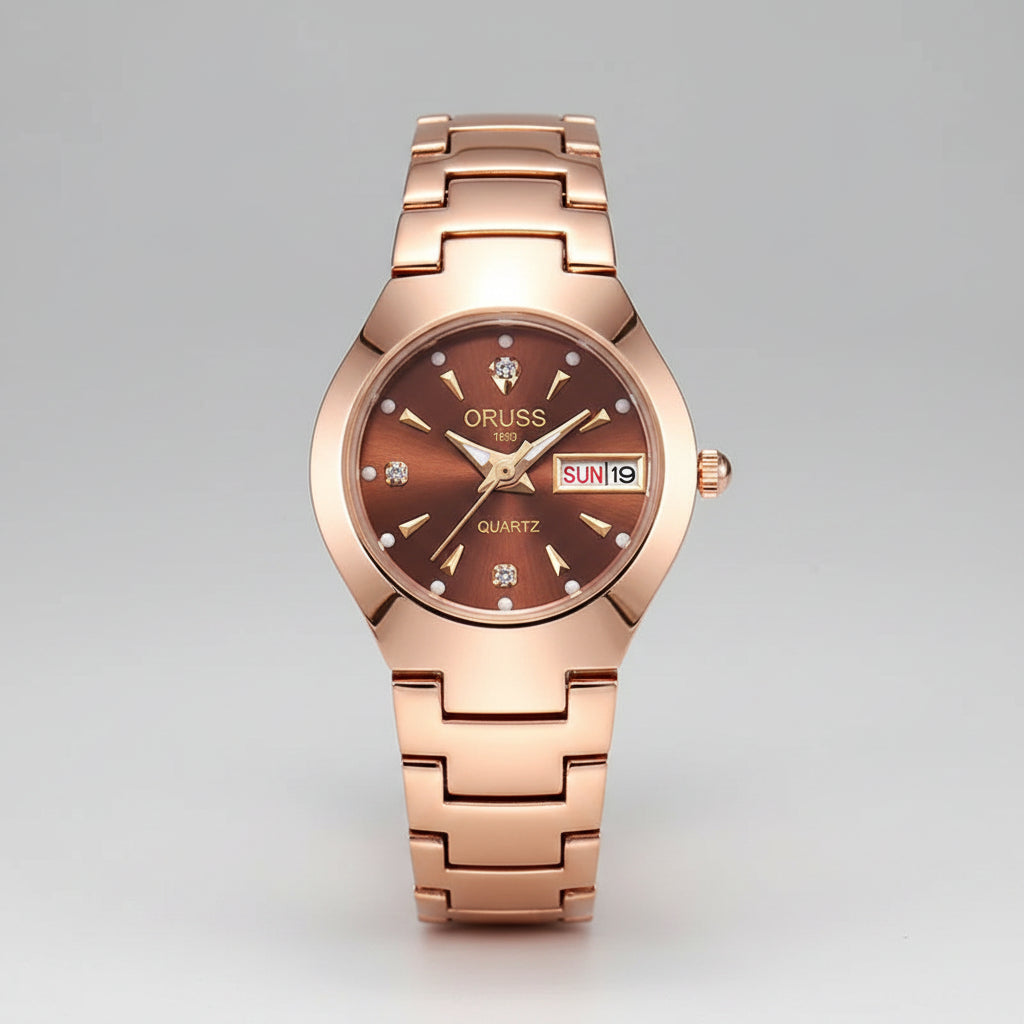 ORUSS Couple Watch Waterproof Casual Fashion Women Men Quartz Watches Ladies Stainless Date Week Men Clock Lover's Date Gift mbzr