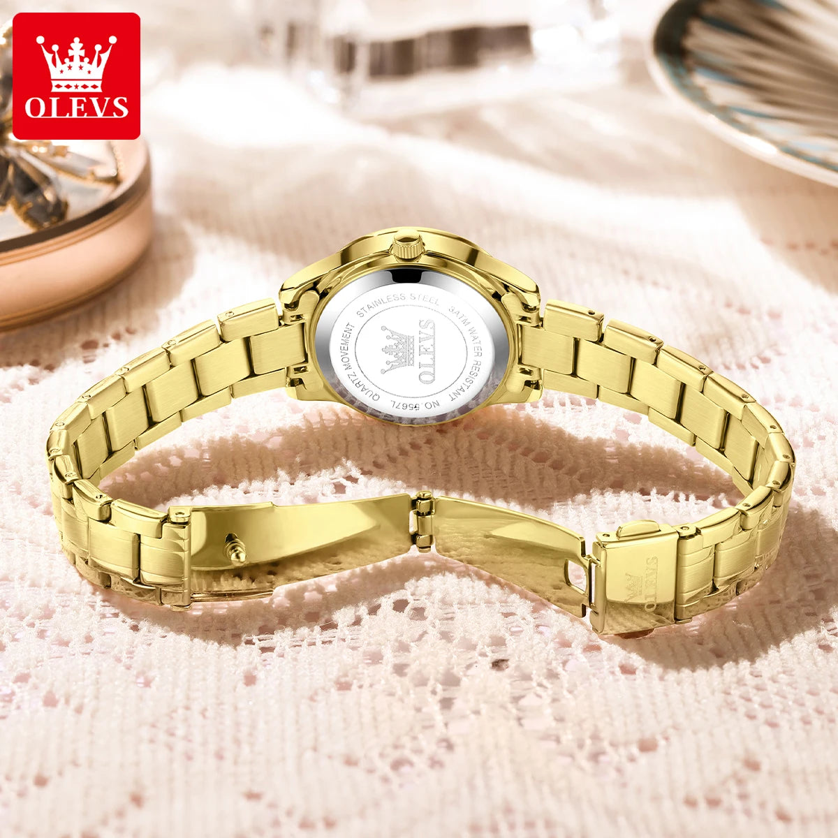 OLEVS 5567 Fashion Original Quartz Movement Women Watch Week Date Display Calendar Window 30m Waterproof Large Numeral Dial HD Luminous Watch