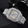 Top Sale Black Pink Square Dial Watches for Men Steel Strap Business Cartxxx Designer Full Diamond Style Watch Fashion AAA Clocks for Gift mbzr