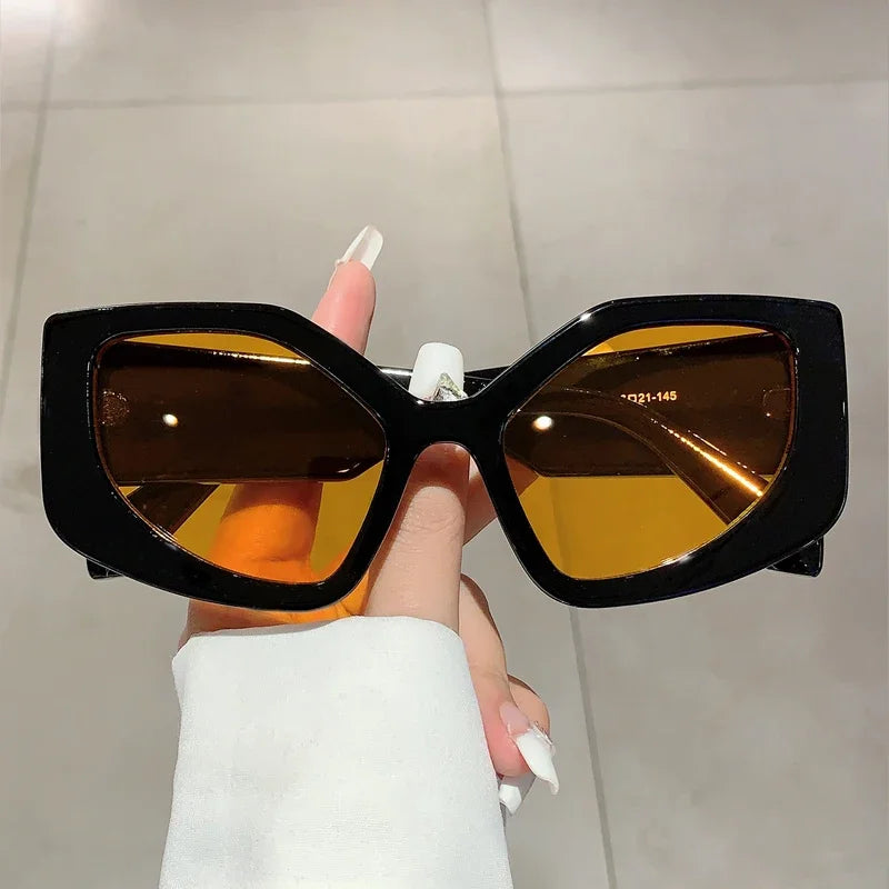 KAMMPT New Polygon Women Sunglasses Vintage Multi Gradient Candy Color Shades 2023 Trendy Brand Designer Travelling Eyewear