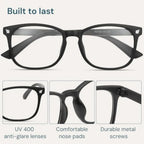 Gaoye Black Blue Light Glasses for Computer and Gaming - Anti UV Ray Lenses, Scratch-Resistant and Comfort Fit mbzr