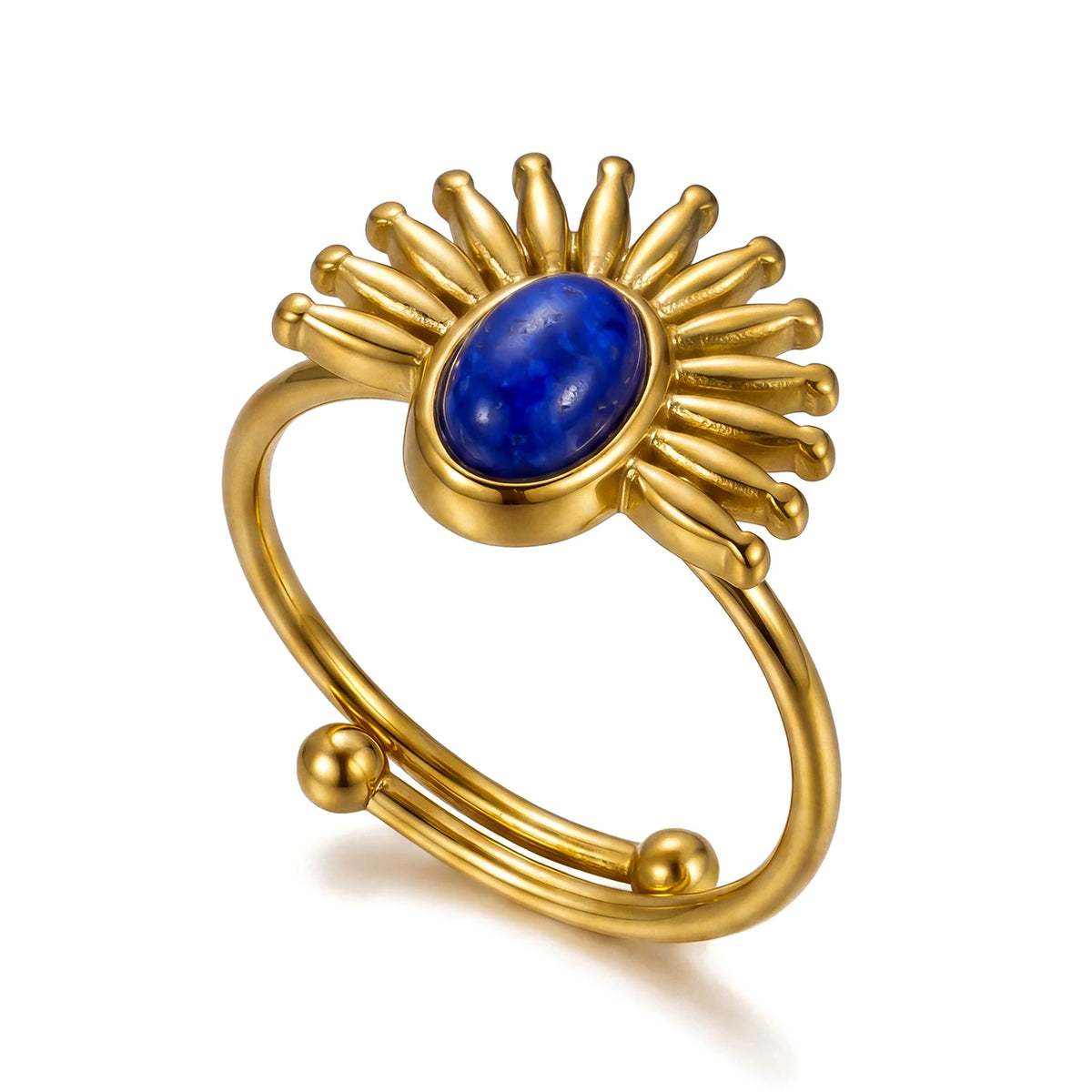Stainless Steel Vintage Style Sun Eye Sapphire Open Ring French Hollow Star Moon Stacking Finger Rings