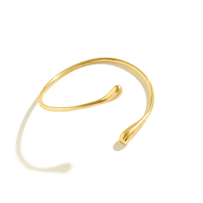 European and American style hot-selling models, women's irregular opening gold bracelets, retro versatile water drop-shaped round arm rings for women