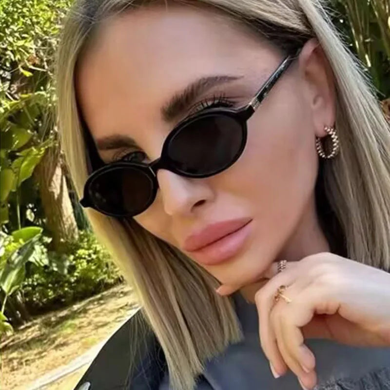 Fashion Oval Simple Literary Sunglasses Women Retro Small Frame Commuting Sunglasses Luxury Brand Design Travel Sunglasses UV400 mbzr