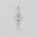 1pc Elegant Stainless Steel Belly Button Ring 14G - Sparkling Synthetic Zirconia Navel Piercing Jewelry, Perfect for Daily Wear mbzr