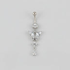 1pc Elegant Stainless Steel Belly Button Ring 14G - Sparkling Synthetic Zirconia Navel Piercing Jewelry, Perfect for Daily Wear mbzr