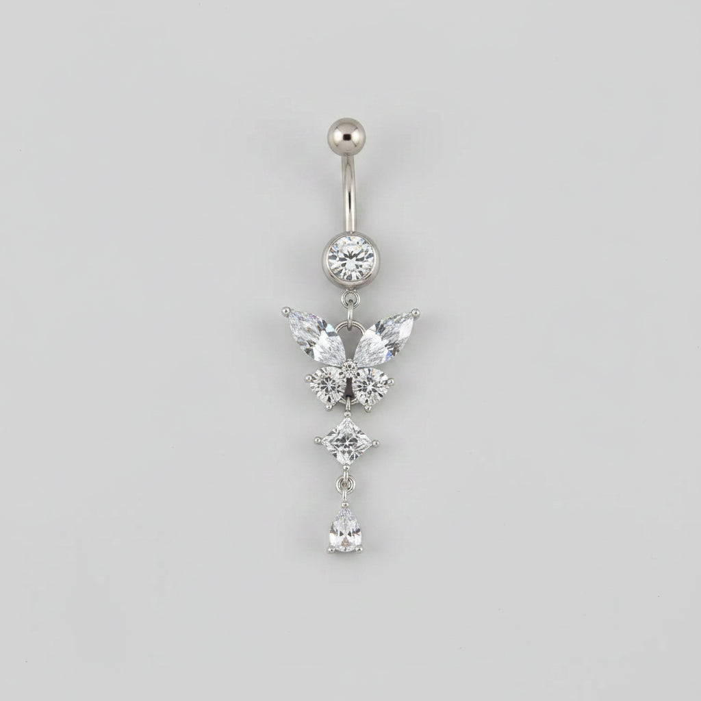 1pc Elegant Stainless Steel Belly Button Ring 14G - Sparkling Synthetic Zirconia Navel Piercing Jewelry, Perfect for Daily Wear mbzr