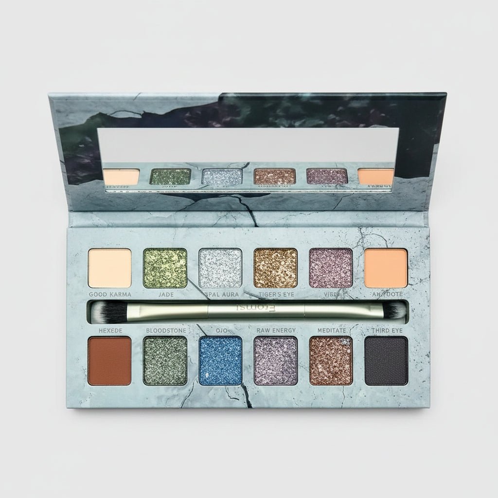12-color eyeshadow palette, mirror packaging, pearlescent shimmer, stage makeup effect, long-lasting, easy to apply, waterproof mbzr