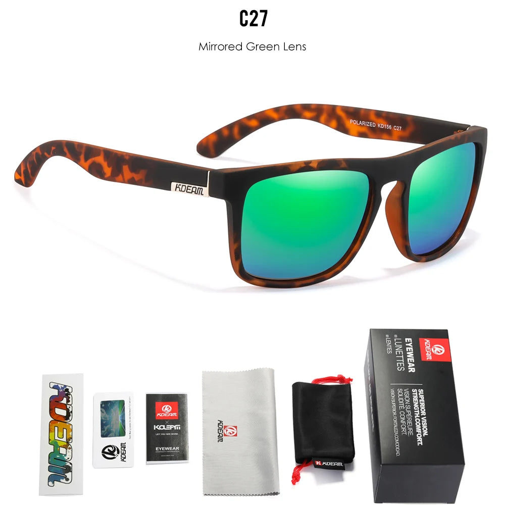 KDEAM Legend Square Sunglasses Polarized Lens Outdoor Sports Fishing Mountaineering  Sun Glasses With Brand Box
