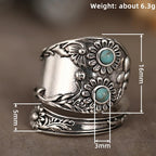 CAOSHI Delicate Vintage Silver Color Ring with Imitation Turquoise Unique Flower Design Adjustable mbzr