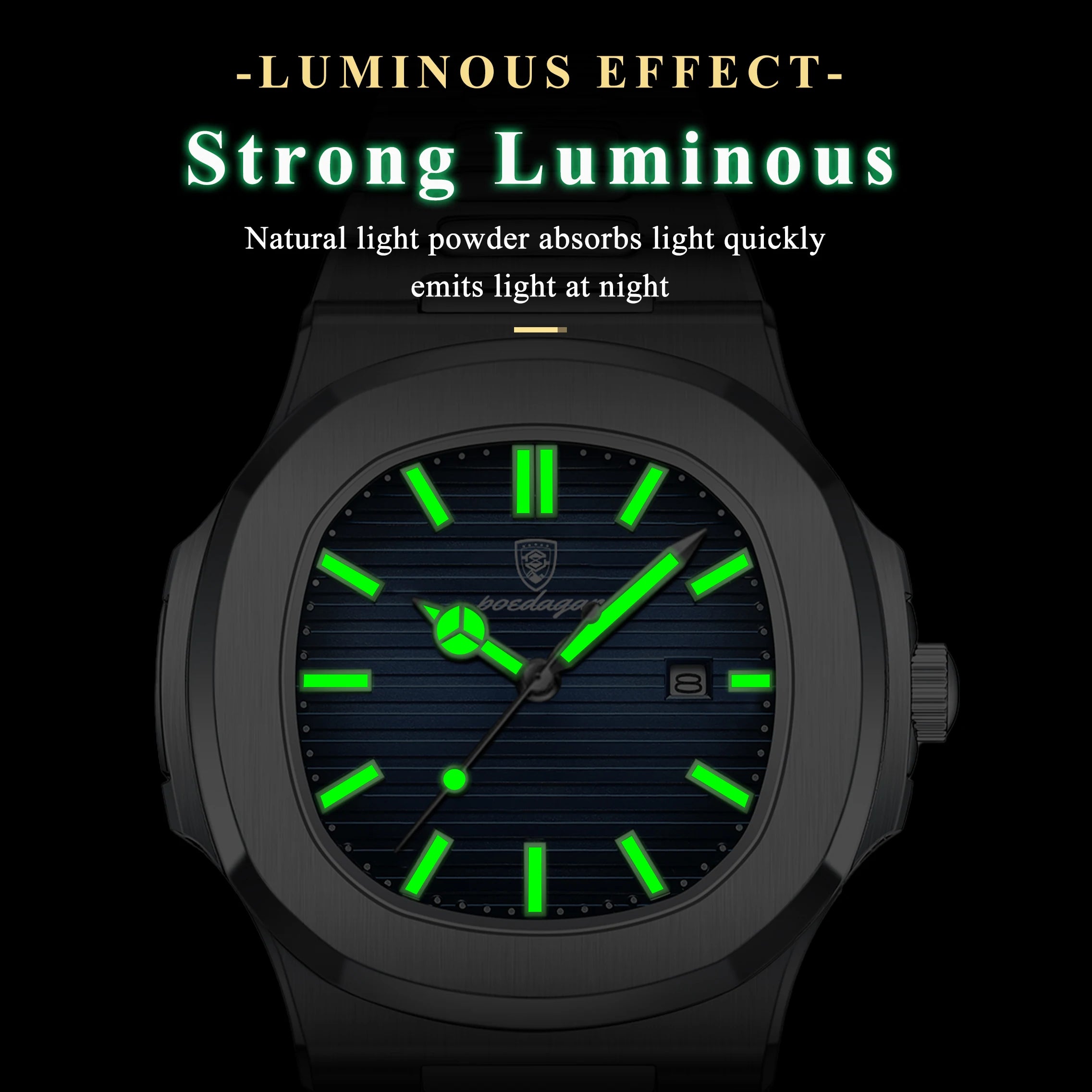 POEDAGAR Luxury Square Men’s Quartz Wristwatch Waterproof Luminous Date Stainless Steel Man Clock Business Sports Watches For Men Casual Male Reloj mbzr