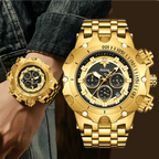 YaLaLuSi Men's Fashion Waterproof Sport Watch Gold Strap Luxury Multifunctional Atmospheric Dial Practical Free Shipping mbzr