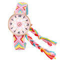 LANCARDO Bohemian Ladies Bracelet Watch Woven Rainbow Strap Floral Print Dial Analog Quartz Watch Girl Gift