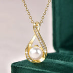 OXTAO 8-9mm Pearl Necklace& Earring Jewelry Set 14K Gold Filled Moissanite Infinity Charm Necklaces Wedding Promise Band Jewelry