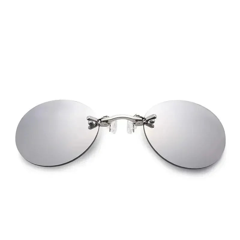 1-2PCS Clip On Nose Glasses Round Rimless Matrix Morpheus Sunglasses Mini Frameless Vintage Shades