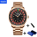Mark Fairwhale Casual Leather Strap Dial Rotatable Roulette Watch Dial Men's Wristwatch Quartz Fashion Wristwatch Wrist Watches for Man