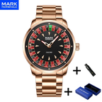 Mark Fairwhale Casual Leather Strap Dial Rotatable Roulette Watch Dial Men's Wristwatch Quartz Fashion Wristwatch Wrist Watches for Man