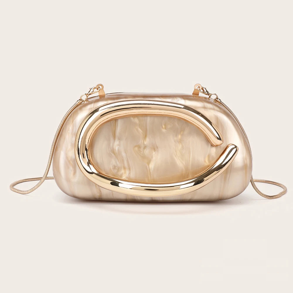 Fashion Handbag Gold Color Luxury Evening Banquet Clutch Purse mbzr
