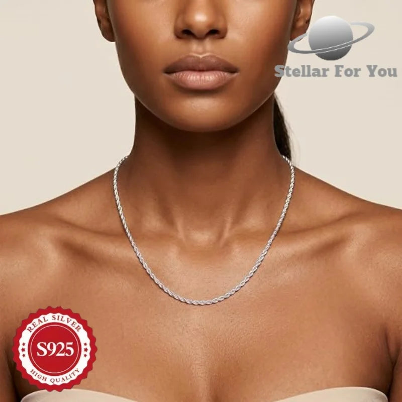 Handmade, Fashionable 925 Silver Cable Necklace, Vintage and Exquisite Jewelry Gift, Daily Versatile, Suitable for Giving to Her/Mother/Girlfriend, Buy Three Get One Free